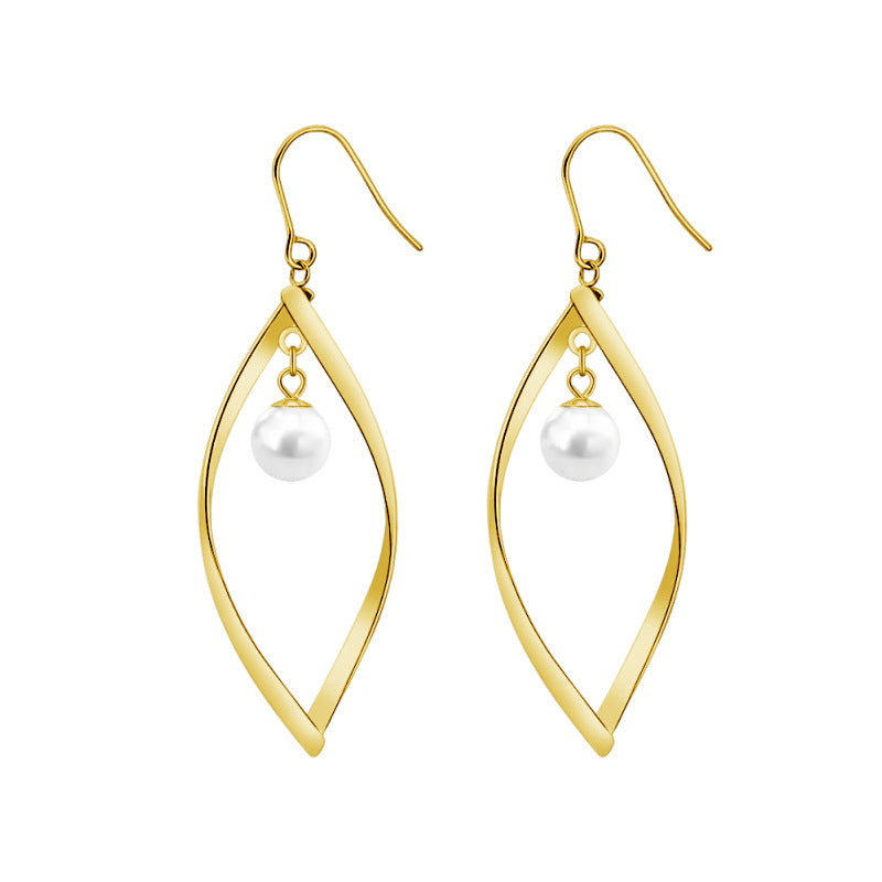 Leaf-shaped Pearl Earrings Women's Elegant Style