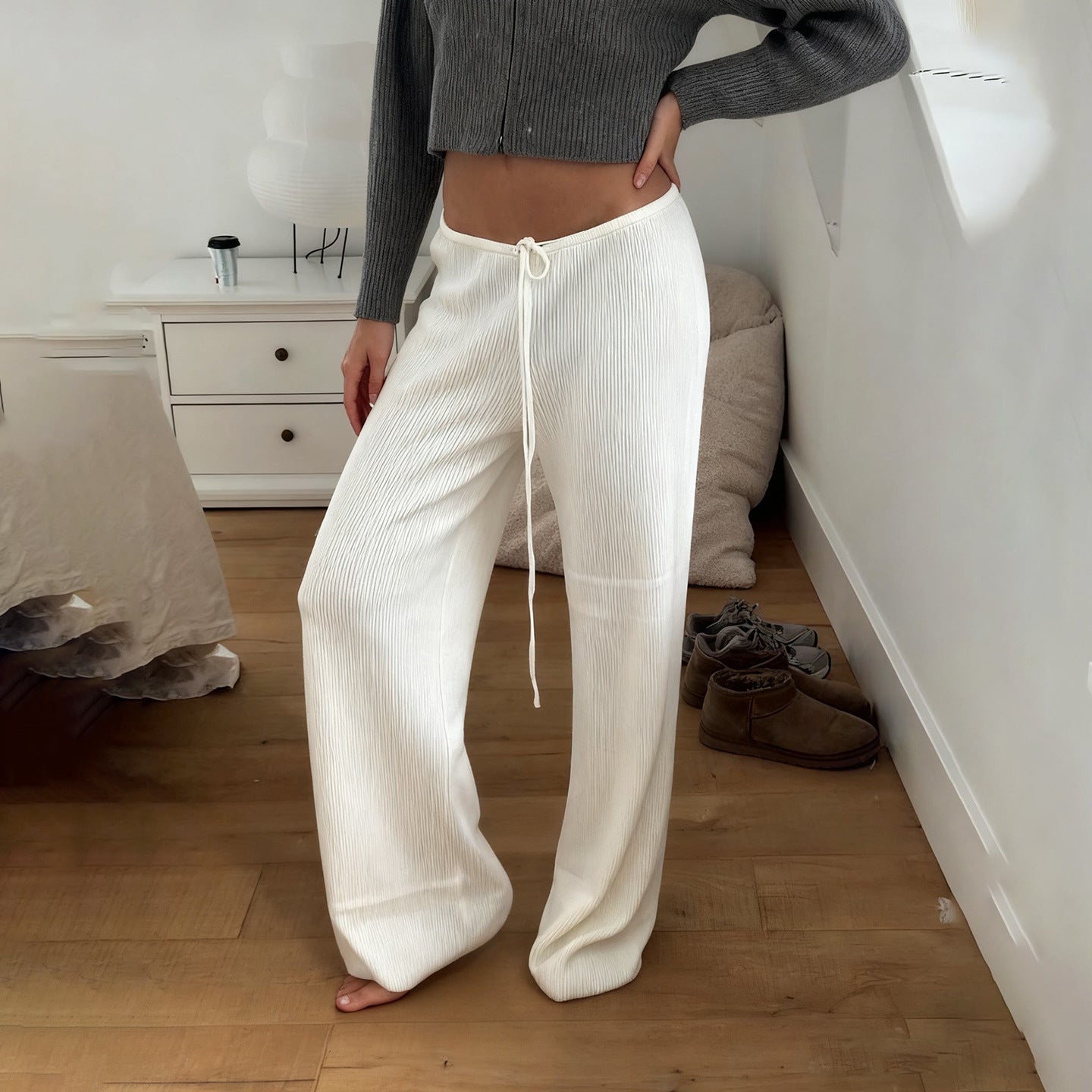 AutumnWinter Minimalist Effortless Drapey Loose Wide-Leg Pants