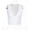 V-neck Lace-trimmed Hook-and-eye Crop-top Camisole For Spicy Girls