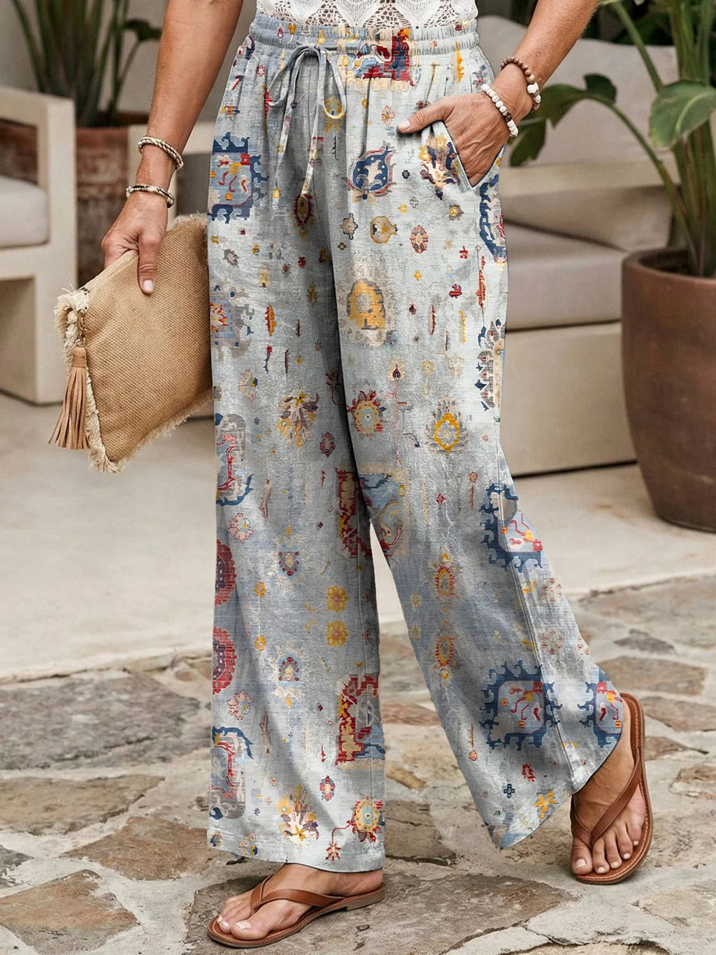 Best-Selling Loose Casual Fashionable Wide-Leg Pants With Digital Print