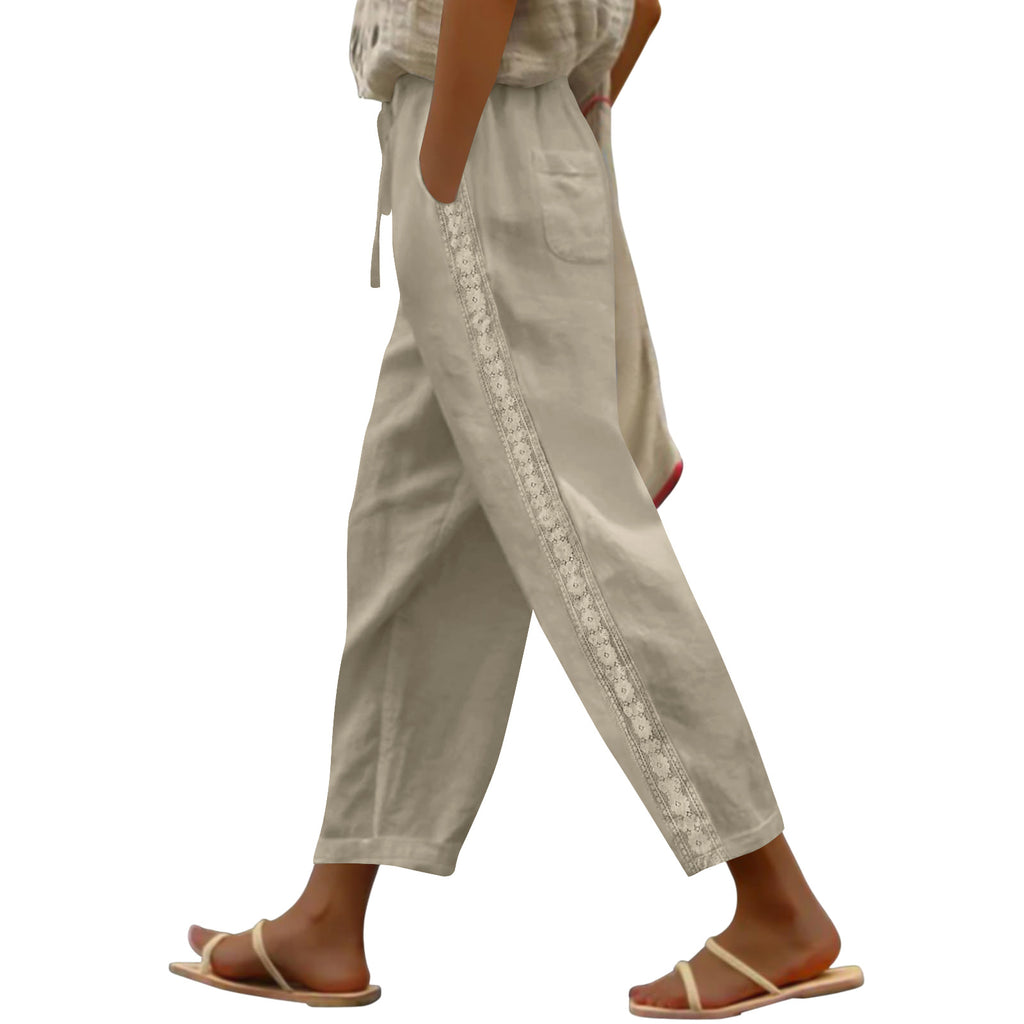 Womens Casual Pants Wide-leg Loose Fit