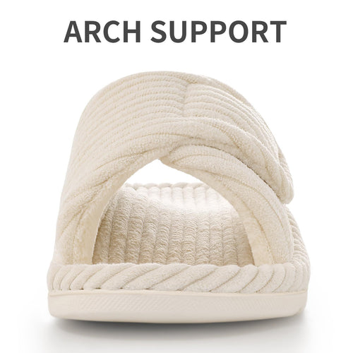 Corduroy Velcro Bottom Cold-Set Womens Arch Support Slippers
