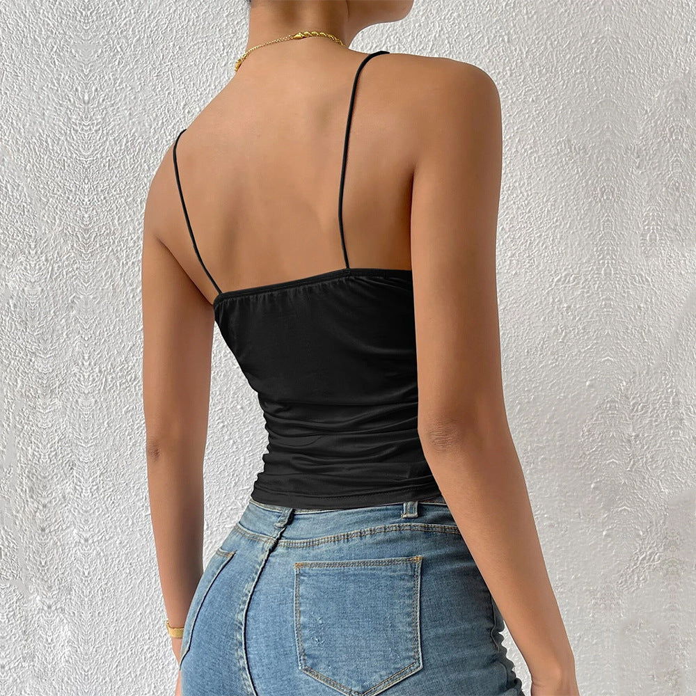New Womens Slim-fit Elegant Boat-neck High-elastic Knitted Camisole