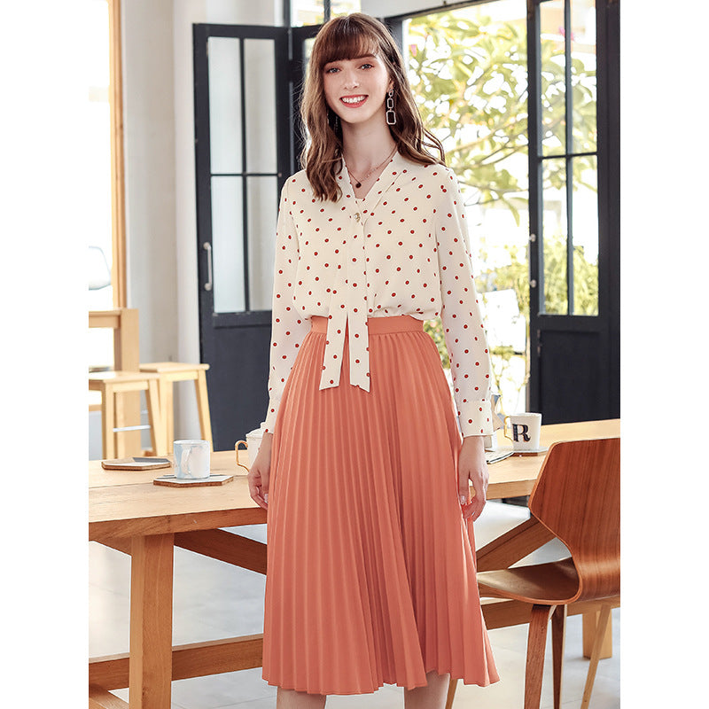 Pleated skirt age reduction fashion all-match skirt