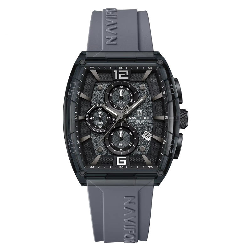 Mens Quartz Watch Barrel-Shaped Silicone Strap Luminous Water-Resistant Sports Watch