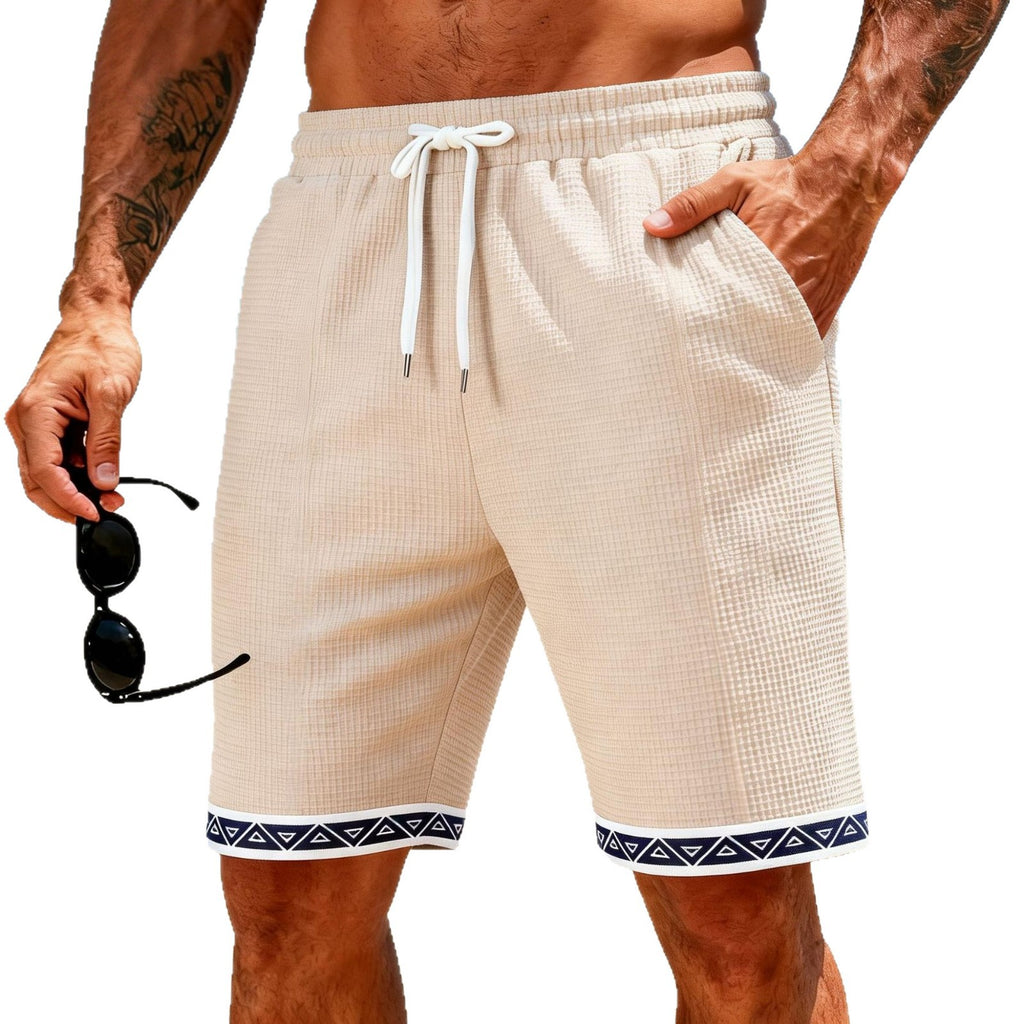 Breathable Patchwork Waffle-Weave Beach Shorts