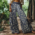 Mid-waist Flower Bud Wide-leg Casual Pants