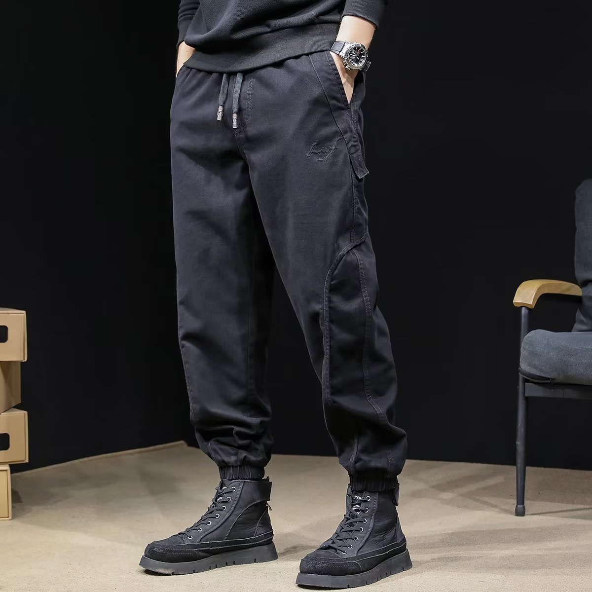 Mens Fleece-Lined Workwear Jogger Pants In Plus Sizes For A Relaxed