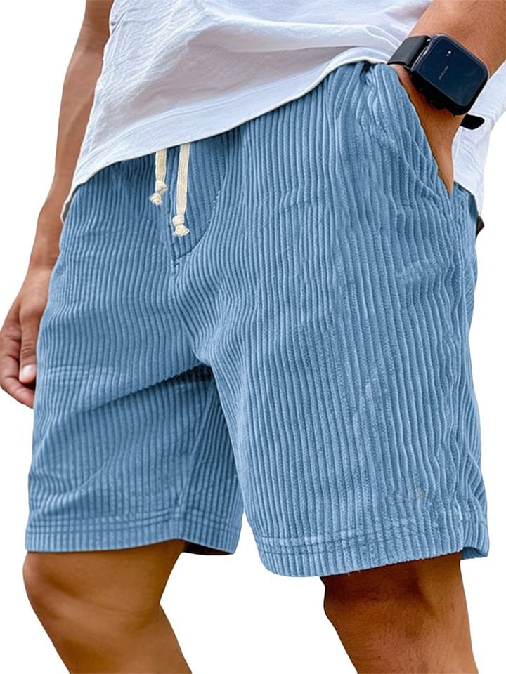Men's Retro Embroidered Corduroy Fashionable Lace-up Casual Shorts