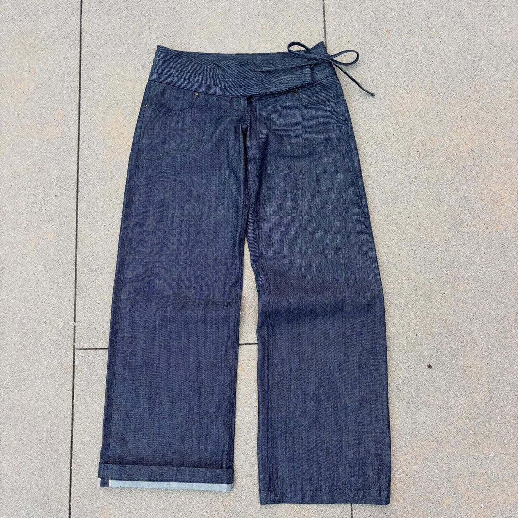 New Solid-color Drawstring Pleated Design Casual Pants
