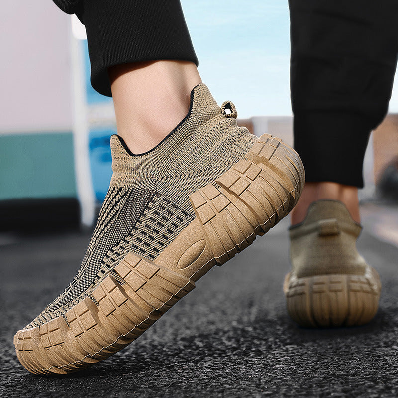 Mens Lightweight Non-slip Soft-soled Mesh Flyknit Casual Sports Shoes