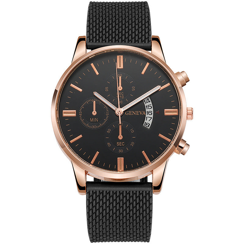 Mens Watch Fake Three-Subdial Six Hands Calendar Casual Fashionable Business Quartz