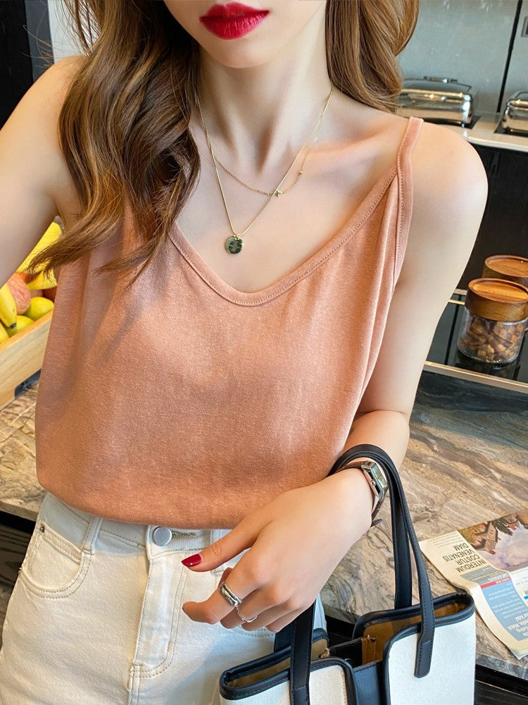 Strap Vest Women's Summer Outerwear White Base Layer