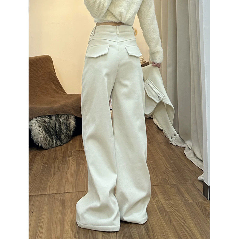 Apricot High-waisted Pocket Workwear Jeans Pants