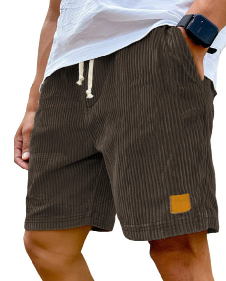 Vintage Embroidered Corduroy Fashion Lace-up Casual Shorts