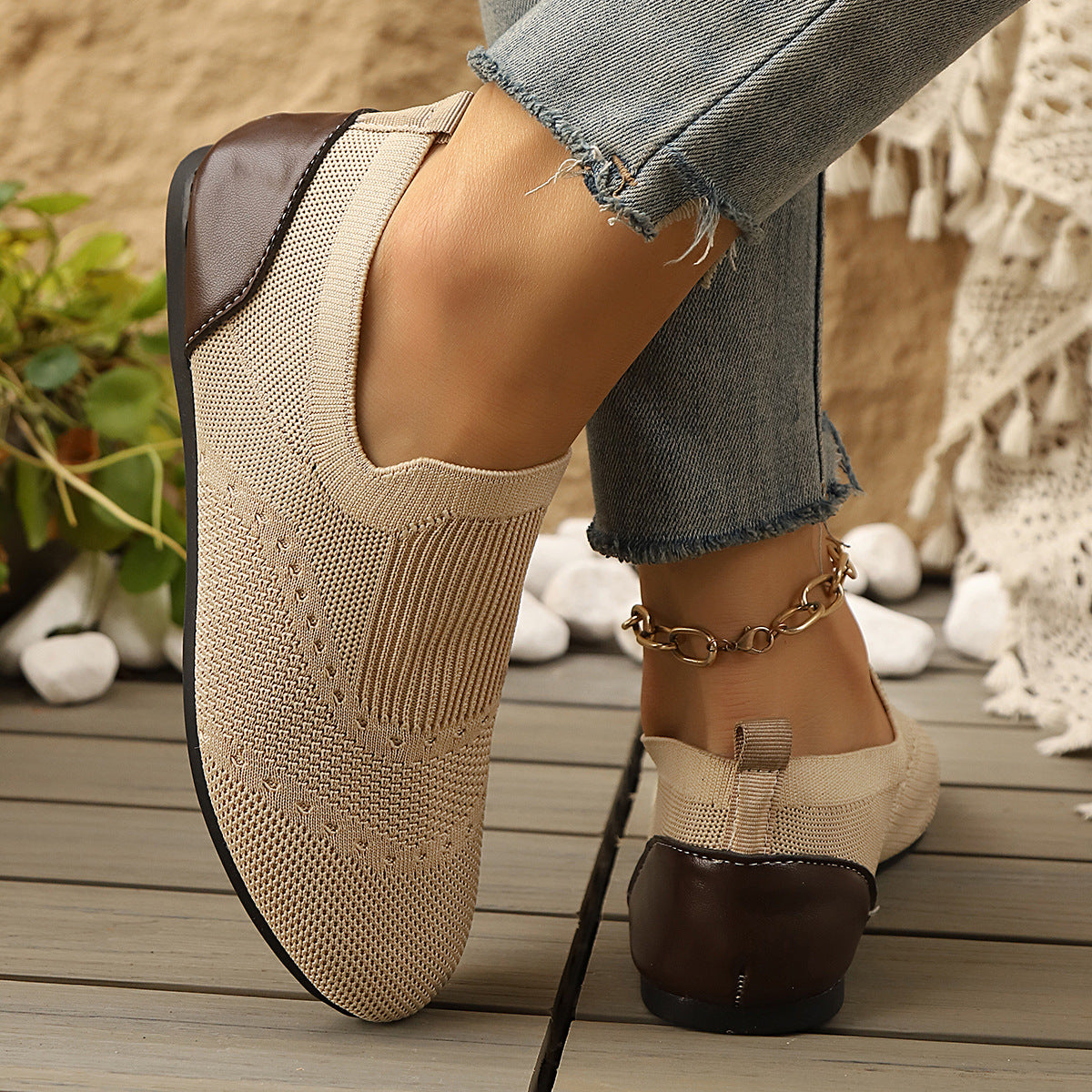 Flyknit Womens Shoes Flat-Soled Breathable Casual