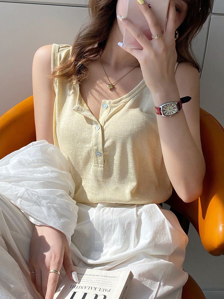 Strap Vest Women's Summer Outerwear White Base Layer