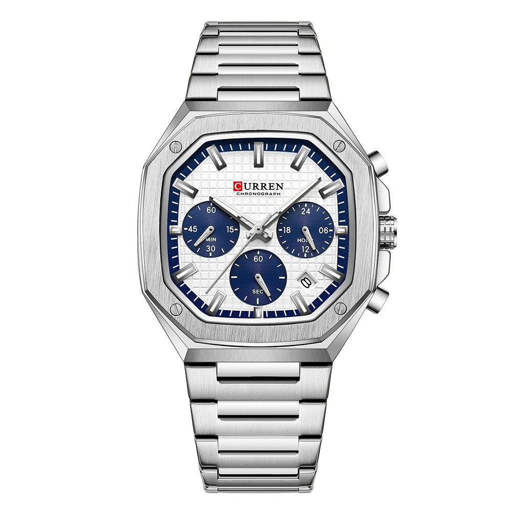 Unisex Small Dial Six-Hand Multi-Function Waterproof Calendar Couples Watch For Men