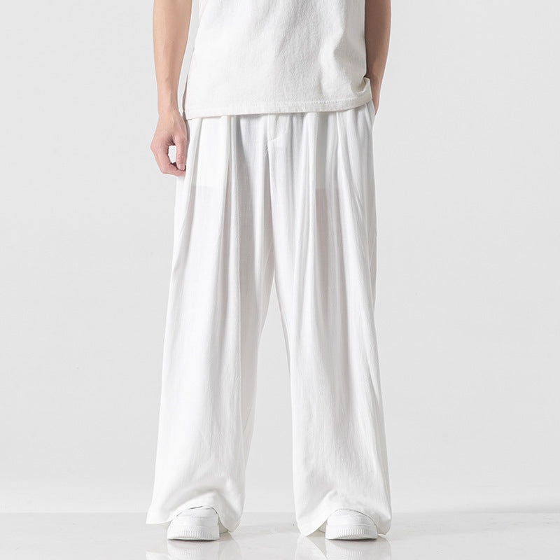 Linen Pants Men's Straight Casual Trousers