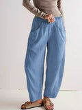 Spring New Arrival Cotton-Linen Solid-Color Fashionable Casual Loose Womens Pants