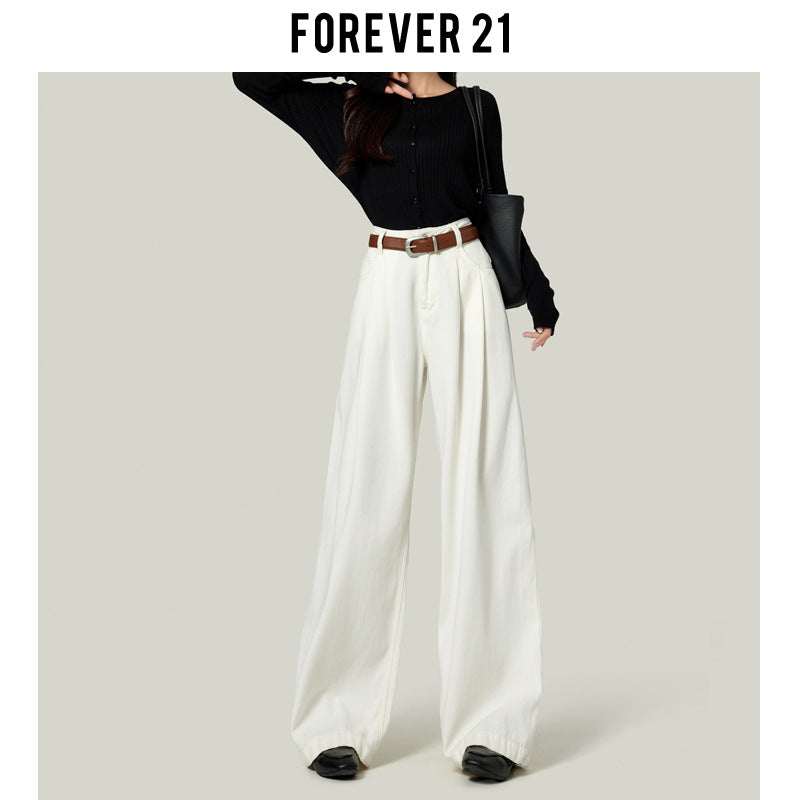 Coffee-colored Wide-leg Casual Jeans For Women