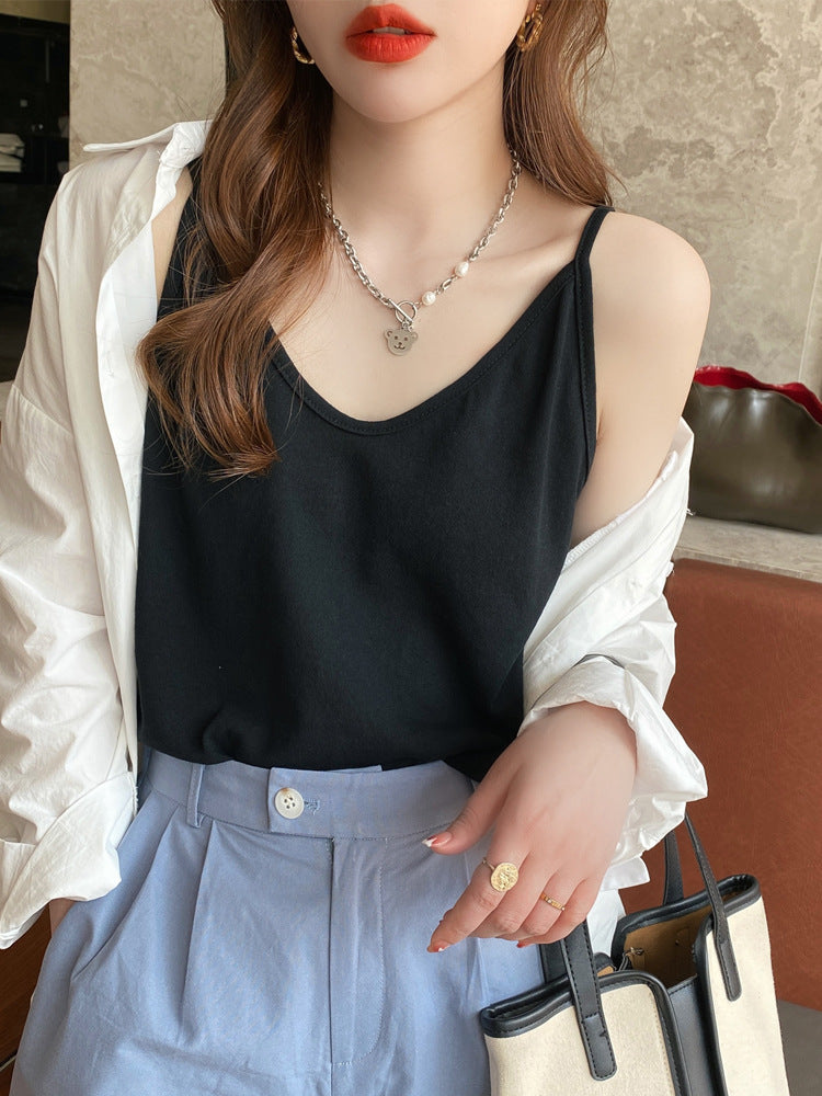 Strap Vest Women's Summer Outerwear White Base Layer