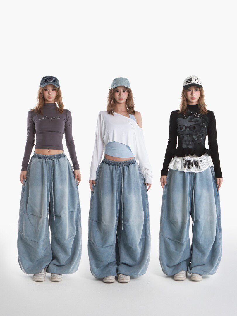 Simple Versatile Loose-fitting Wide-leg Jeans