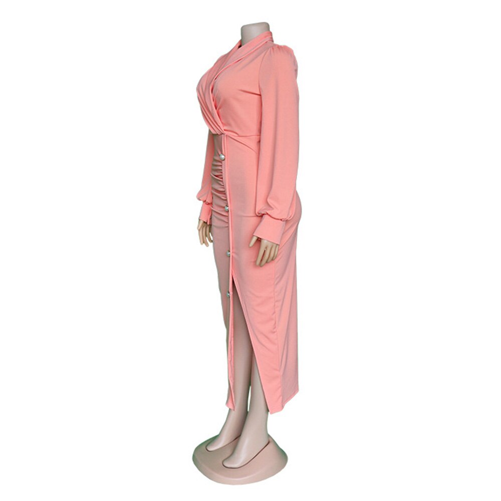 African Cute Woman   Long-sleeved Dress Office Dresses