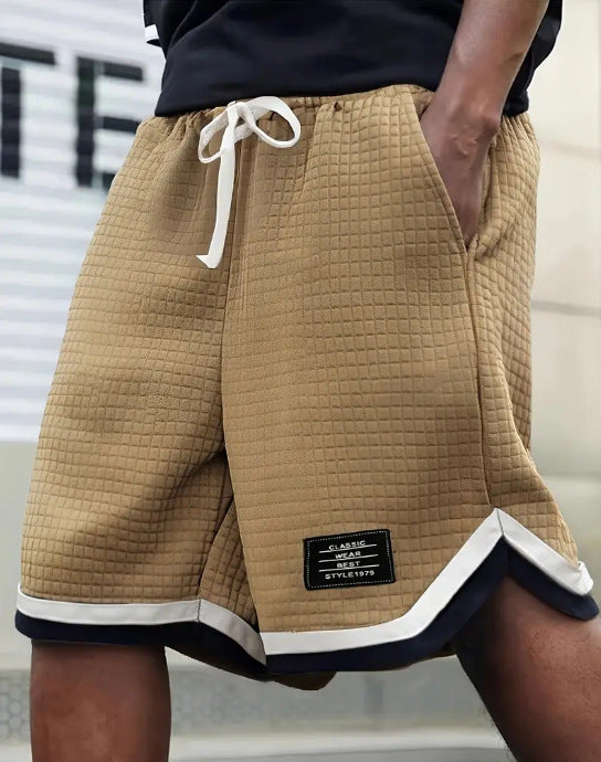 Men's Casual Loose Striped Webbing Trendy Plaid Sports Shorts