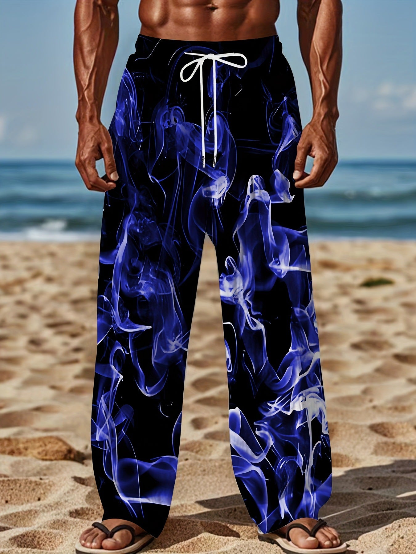 Mens Loose Casual Retro Draping Beach Shorts