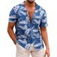 Mens 3D Digital print Short sleeve Lapel Shirt