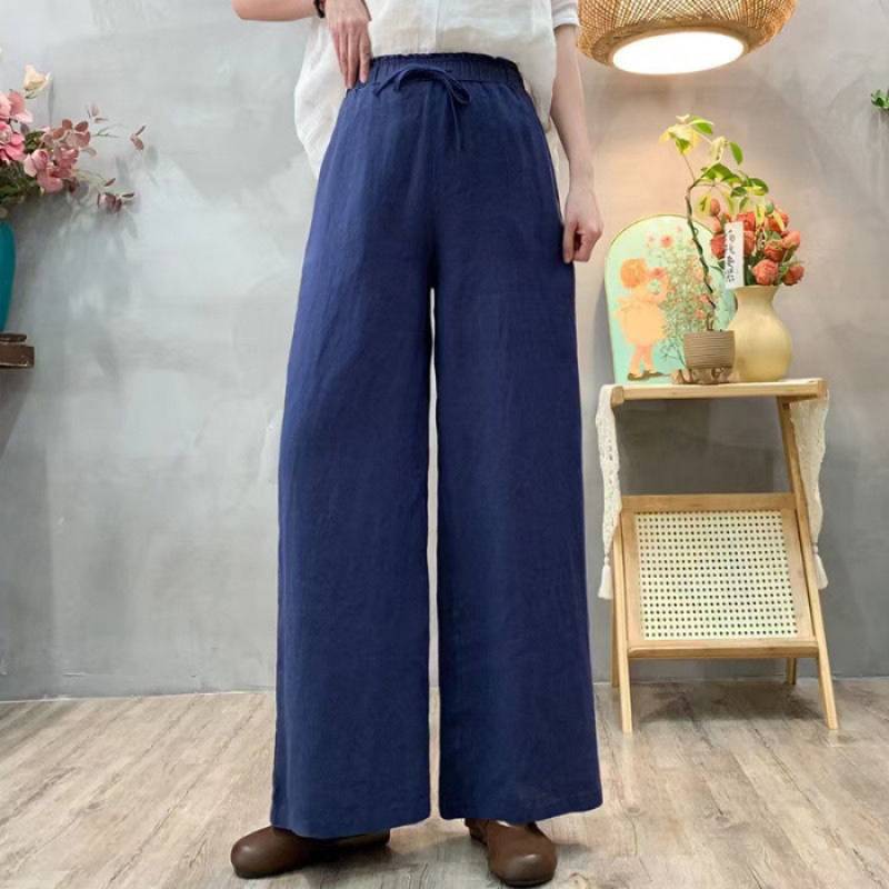 Women's Cotton-Linen High-Waist Loose Pants