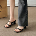 French One-piece High-heeled Sandals, Women's Thick Heels, Fashionable Matching Skirts, Mid Heels, Elegant And Square Heels