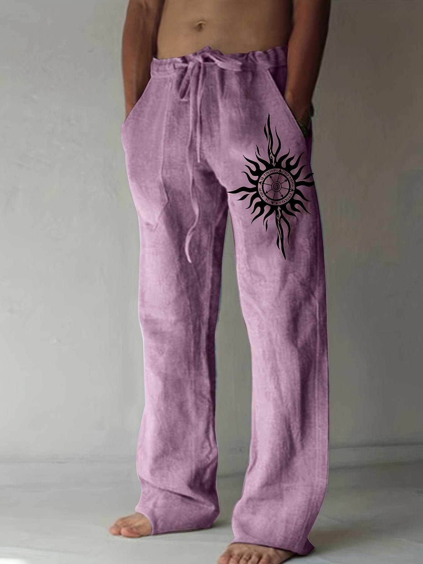 Comfortable Everyday Loose-Fit Mens Wide-Leg Trousers