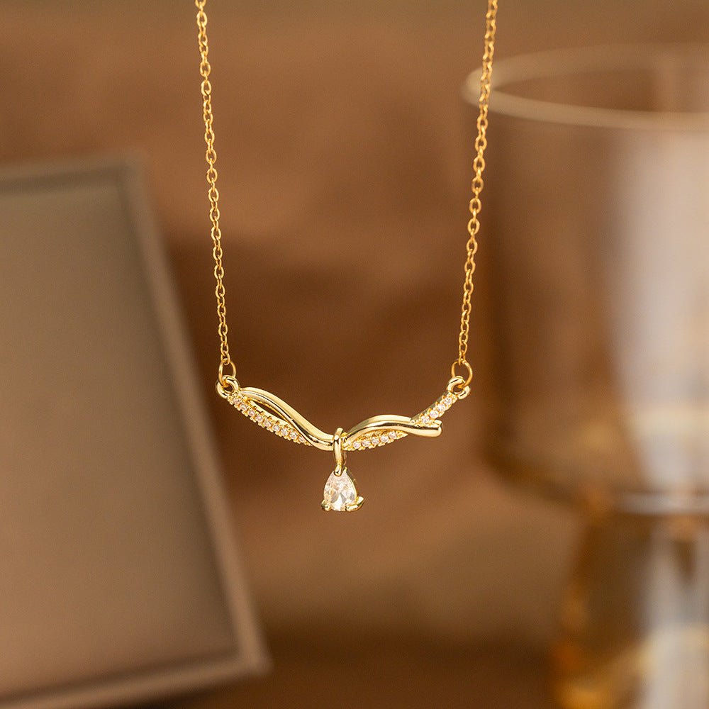 Fashionable Minimalist Internet-celebrity-style Versatile Single-diamond Pendant Necklace