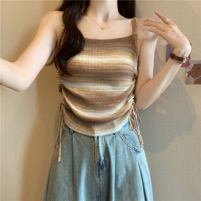 Women's Fashionable Slim-Fit Striped Knitted Camisole