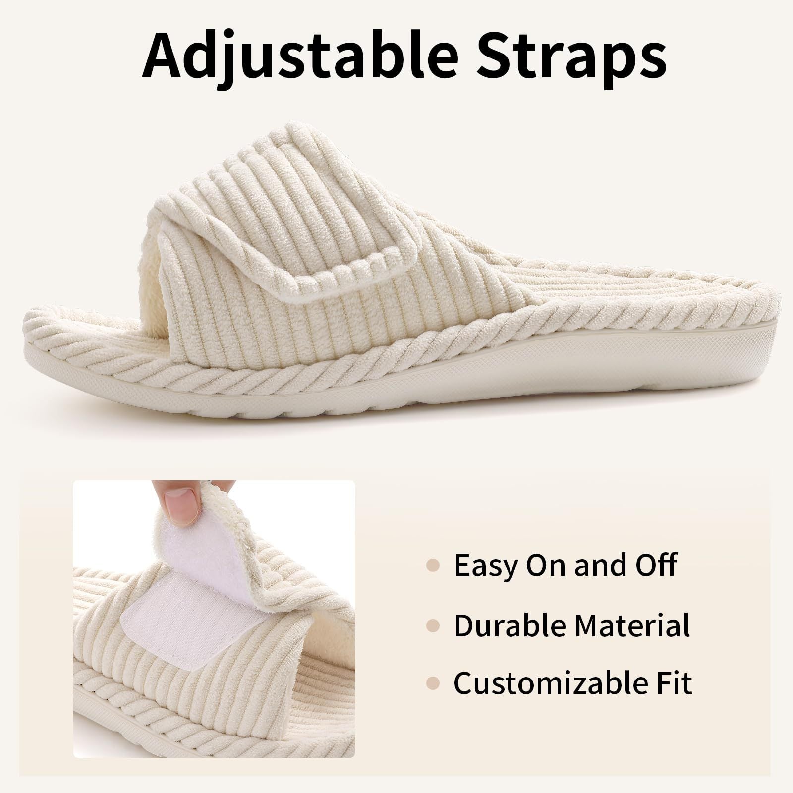 Corduroy Velcro Bottom Cold-Set Womens Arch Support Slippers