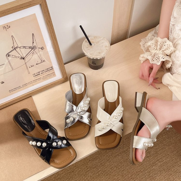 Women's Comfortable Elegant Niche Design Slides, 2026 Viral Hit One-Strap Slides, Versatile Dress-Matching Sandals Concise