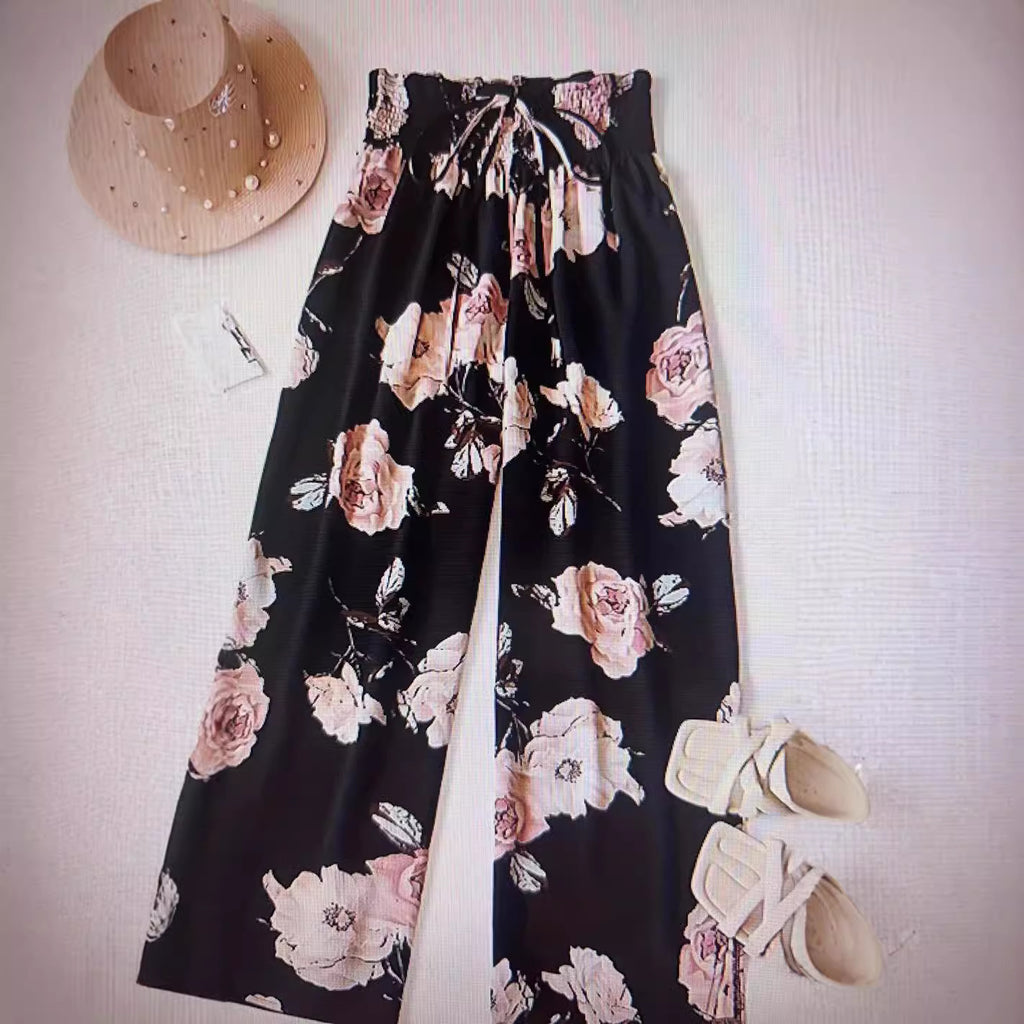Amazon Fashion Sheer, Textured Fabric, Loose & Comfortable Wide-Leg Pants High-Waisted, Relaxed Fit That Flatters And Covers Up Versatile Casual Style