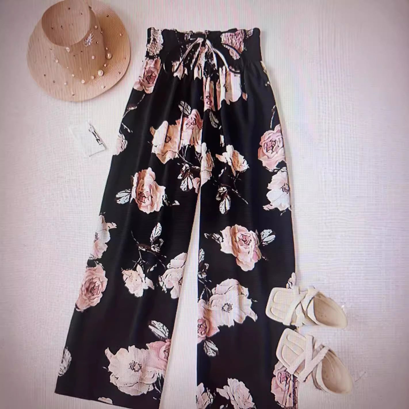 Amazon Fashion Sheer, Textured Fabric, Loose & Comfortable Wide-Leg Pants High-Waisted, Relaxed Fit That Flatters And Covers Up Versatile Casual Style