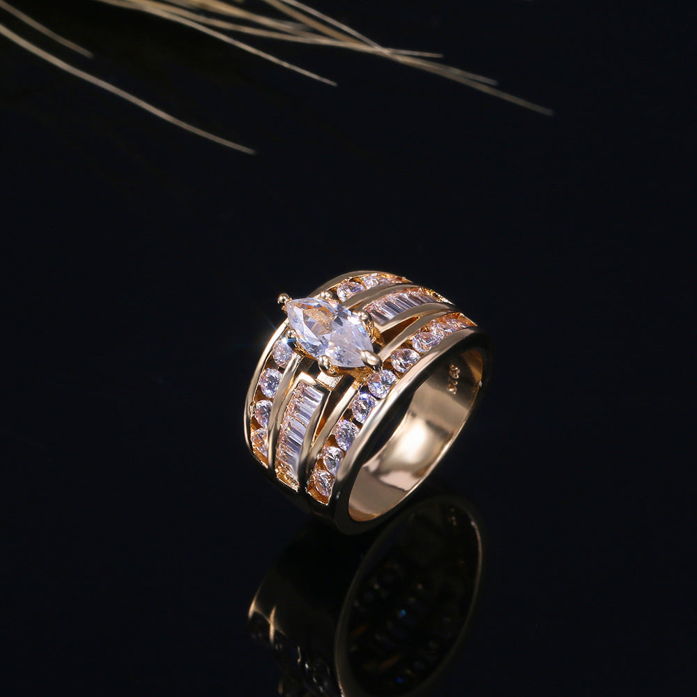 Copper Inlaid With Zircon Ladies Ring