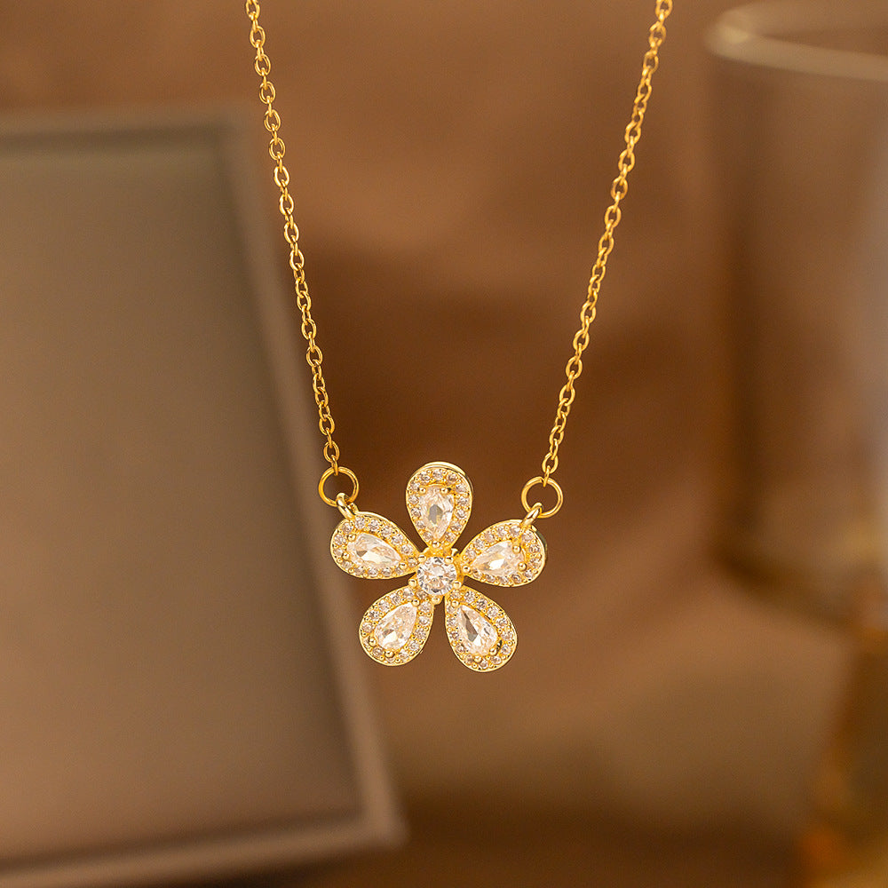 Fashionable Minimalist Internet-celebrity-style Versatile Single-diamond Pendant Necklace