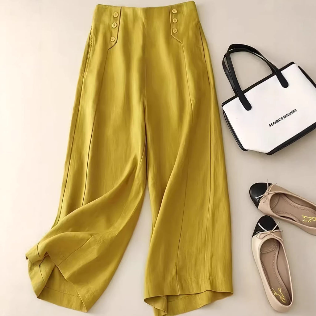 Summer Artistic Relaxed-fit Casual High-waist Draping Slimming Wide-leg Pants
