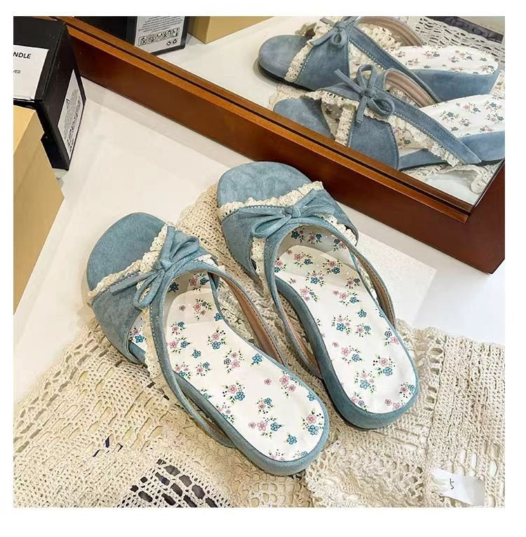 Fashion Minimalist Gentle Girl Style Bow Open Toe Single Strap Slide Sandals For Women, Casual Outdoor Elegant Summer Sandals