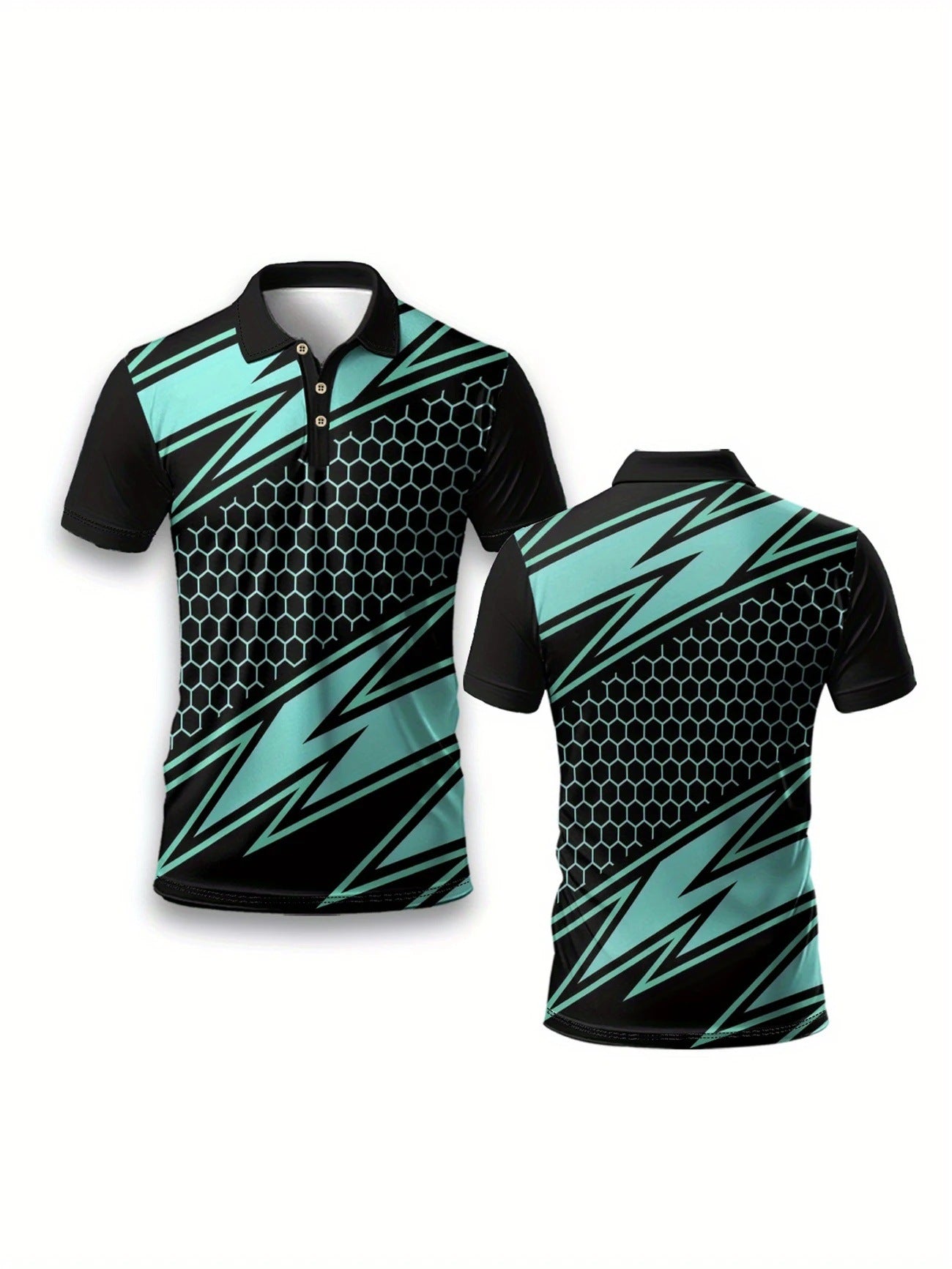 Mens Short Sleeve Athletic Top Breathable Printed With A Turn Down Collar