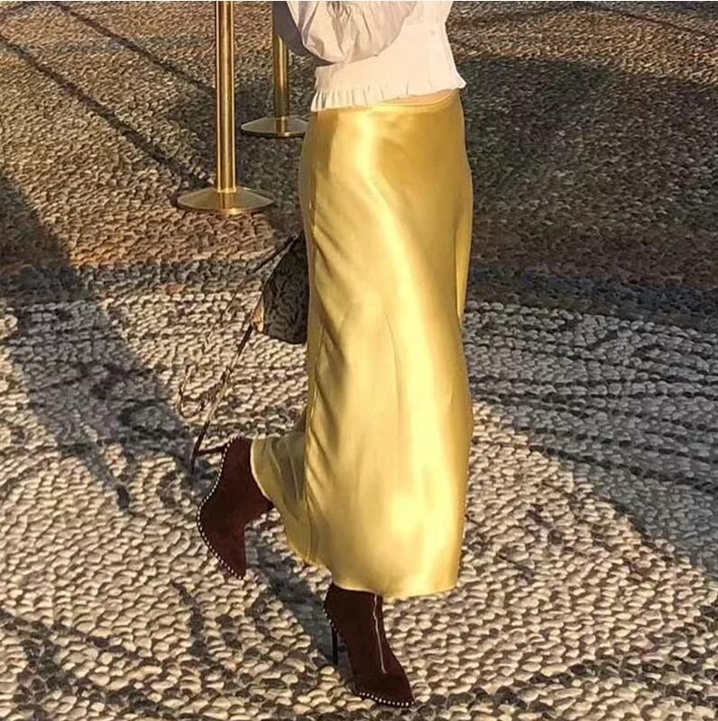 High-waisted Satin Dress