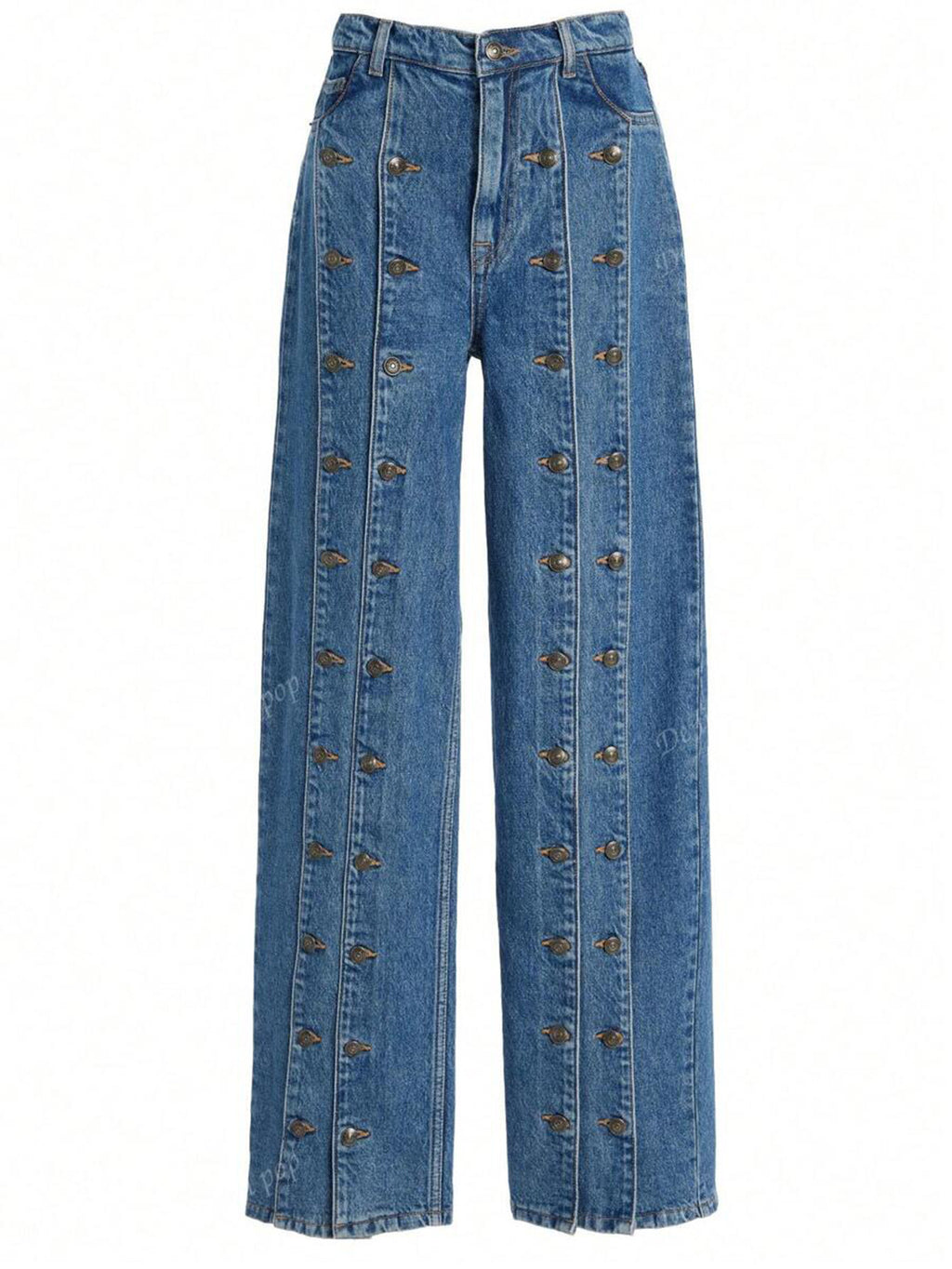 Fashionable Button-Front Slit Straight-Jeans