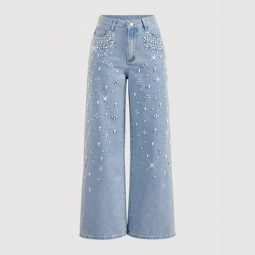 Casual Loose-Fitting, Slimming Straight-Leg Denim Trousers
