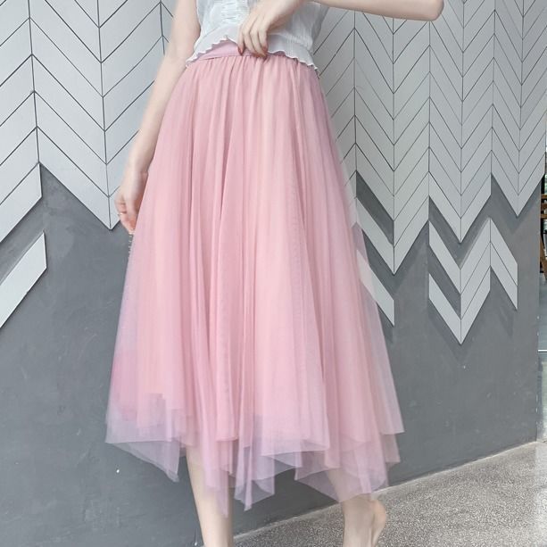 Irregular Mesh Skirt Ins Super Hot Fairy Dress High Waist