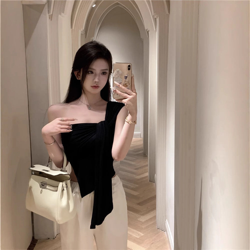 Spicy Girl Style Cropped Irregular Off-the-Shoulder Camisole For Women